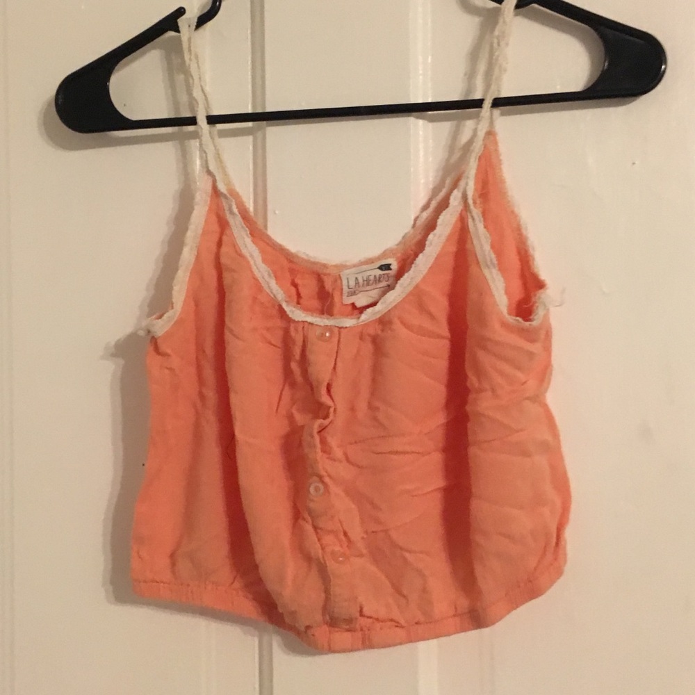 PINK LA HEARTS PACSUN CROP TOP LACE BUTTONS